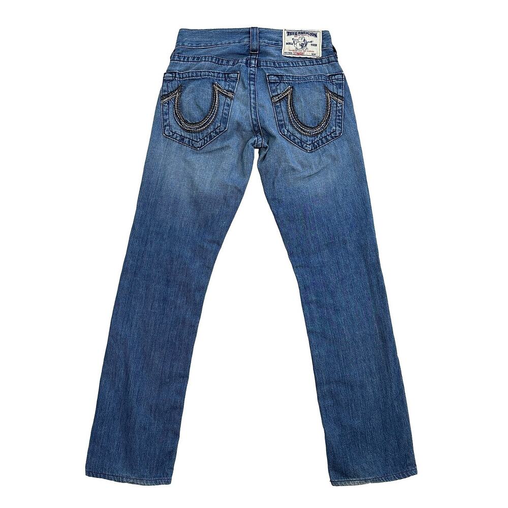True Religion Low Rise Y2K Jeans Womens 28x32 Straight Leg Horseshoe Pocket USA